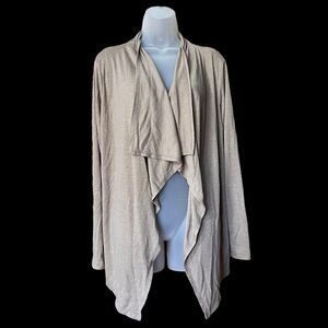 Croft & Barrow Tan Open Waterfall L/S Knit Cardigan Sz XL Cozy Drapy Lagenlook